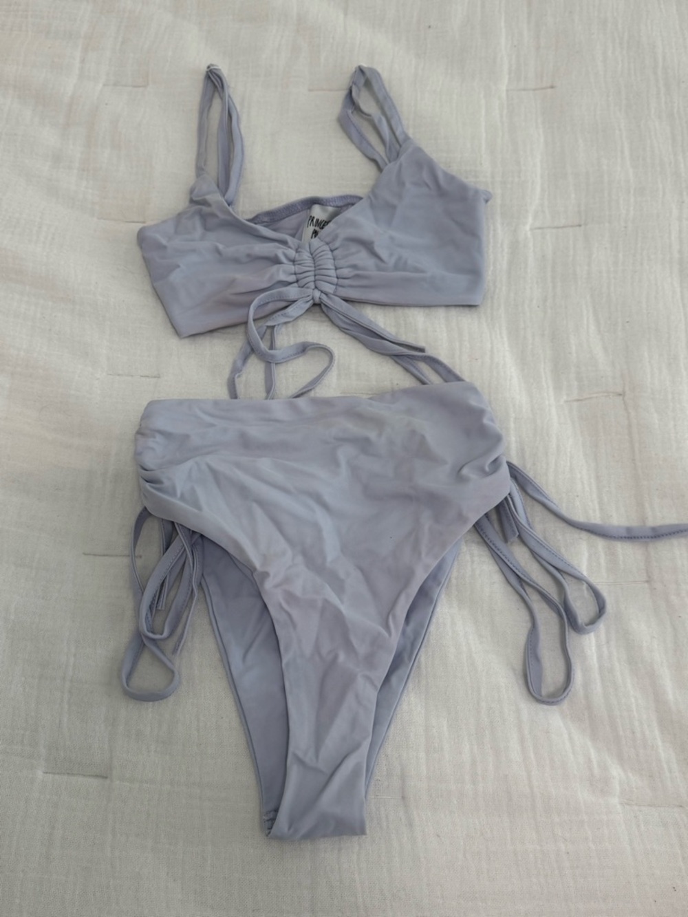 Princess Polly Lavender Ruched Tie-Front Bikini Set